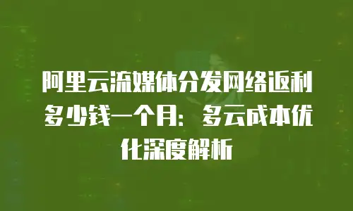 阿里云流媒体分发网络返利多少钱一个月：多云成本优化深度解析