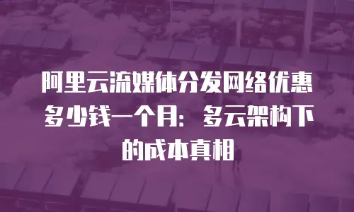 阿里云流媒体分发网络优惠多少钱一个月：多云架构下的成本真相