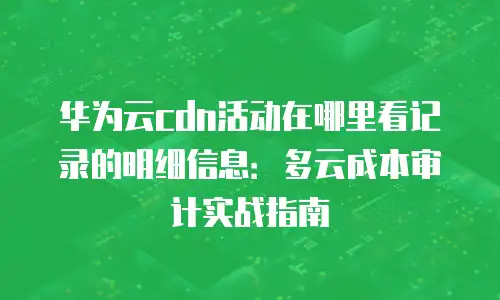 华为云cdn活动在哪里看记录的明细信息：多云成本审计实战指南
