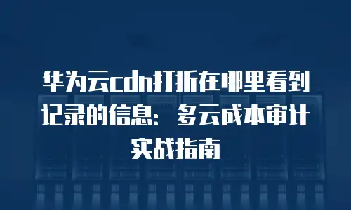 华为云cdn打折在哪里看到记录的信息：多云成本审计实战指南