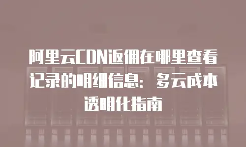 阿里云CDN返佣在哪里查看记录的明细信息：多云成本透明化指南