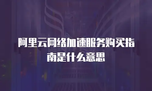 阿里云网络加速服务购买指南是什么意思