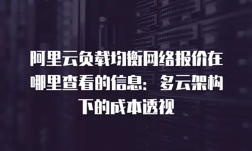 阿里云负载均衡网络报价在哪里查看的信息：多云架构下的成本透视