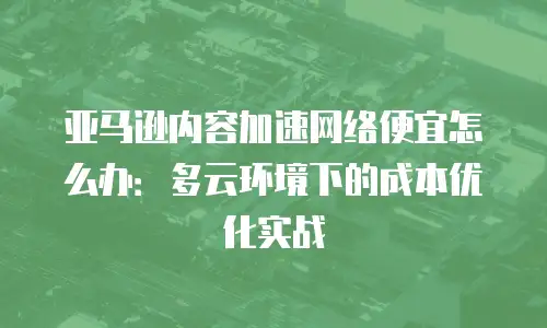 亚马逊内容加速网络便宜怎么办：多云环境下的成本优化实战