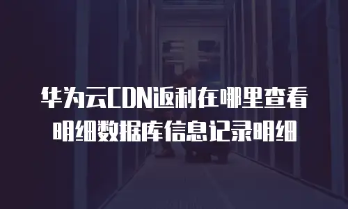 华为云CDN返利在哪里查看明细数据库信息记录明细