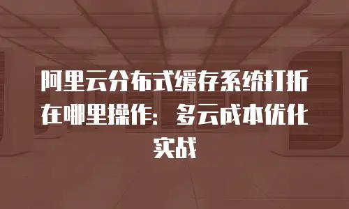 阿里云分布式缓存系统打折在哪里操作：多云成本优化实战