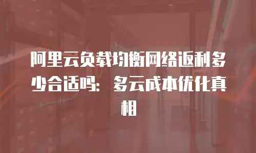 阿里云负载均衡网络返利多少合适吗：多云成本优化真相