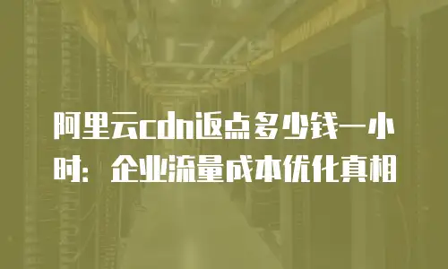 阿里云cdn返点多少钱一小时：企业流量成本优化真相