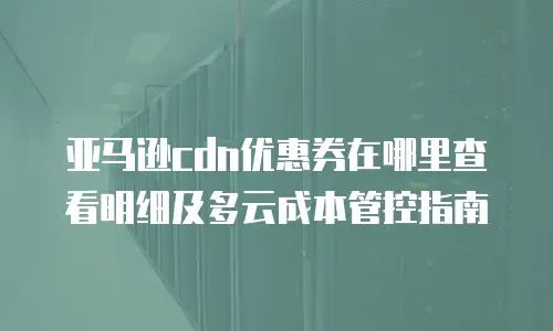 亚马逊cdn优惠券在哪里查看明细及多云成本管控指南