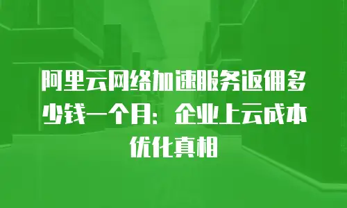 阿里云网络加速服务返佣多少钱一个月：企业上云成本优化真相