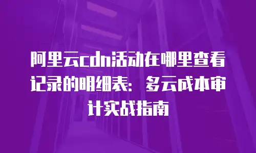 阿里云cdn活动在哪里查看记录的明细表：多云成本审计实战指南