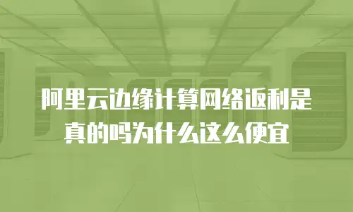 阿里云边缘计算网络返利是真的吗为什么这么便宜