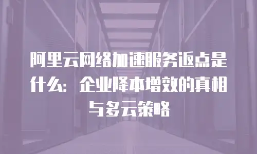 阿里云网络加速服务返点是什么：企业降本增效的真相与多云策略