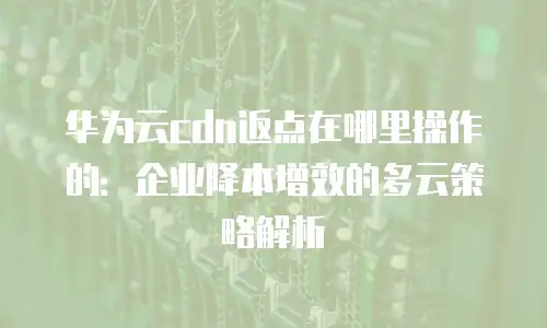 华为云cdn返点在哪里操作的：企业降本增效的多云策略解析