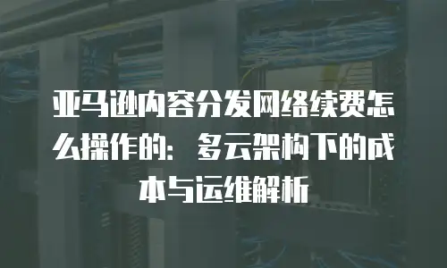 亚马逊内容分发网络续费怎么操作的：多云架构下的成本与运维解析