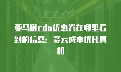 亚马逊cdn优惠券在哪里看到的信息：多云成本优化真相