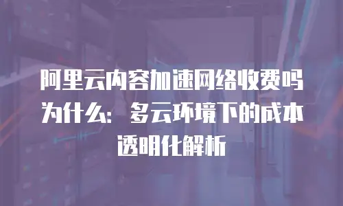 阿里云内容加速网络收费吗为什么：多云环境下的成本透明化解析