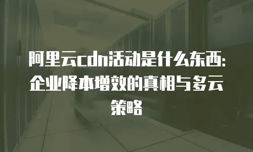 阿里云cdn活动是什么东西：企业降本增效的真相与多云策略