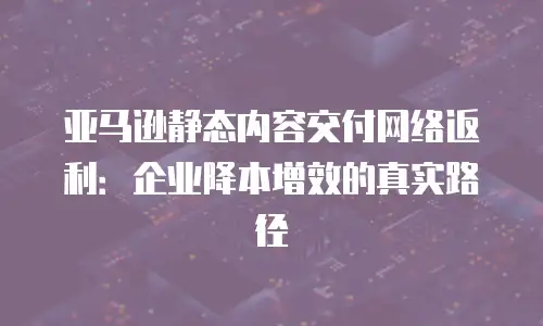 亚马逊静态内容交付网络返利：企业降本增效的真实路径
