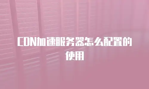 CDN加速服务器怎么配置的使用