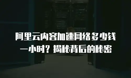 阿里云内容加速网络多少钱一小时？揭秘背后的秘密