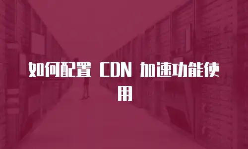 如何配置 CDN 加速功能使用