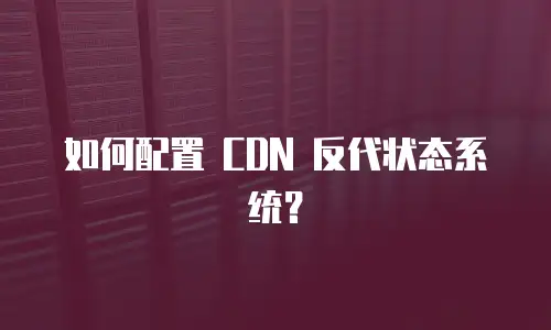 如何配置 CDN 反代状态系统？