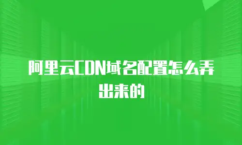 阿里云CDN域名配置怎么弄出来的
