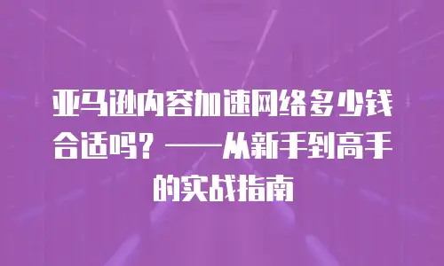 亚马逊内容加速网络多少钱合适吗？——从新手到高手的实战指南