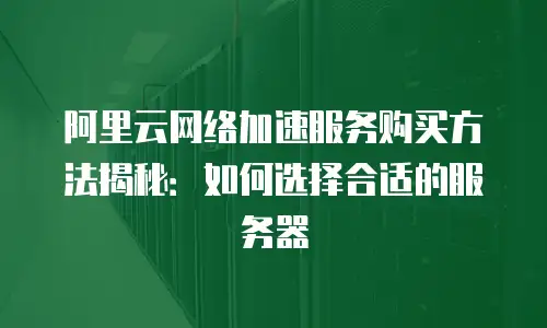 阿里云网络加速服务购买方法揭秘：如何选择合适的服务器