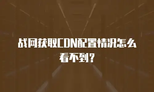 战网获取CDN配置情况怎么看不到？