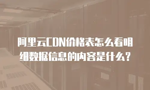 阿里云CDN价格表怎么看明细数据信息的内容是什么？