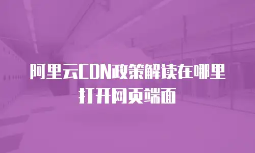 阿里云CDN政策解读在哪里打开网页端面