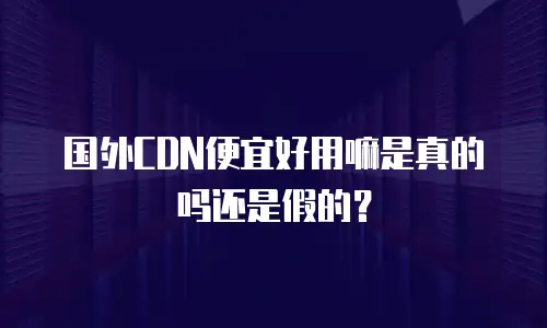 国外CDN便宜好用嘛是真的吗还是假的？