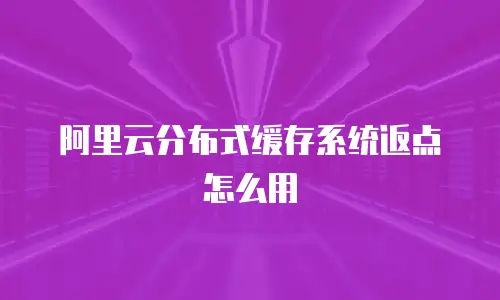 阿里云分布式缓存系统返点怎么用