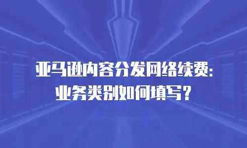 亚马逊内容分发网络续费：业务类别如何填写？