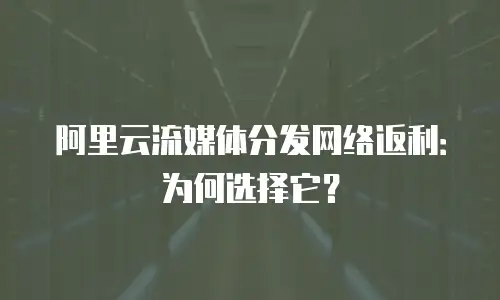 阿里云流媒体分发网络返利：为何选择它？