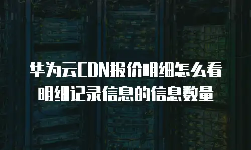 华为云CDN报价明细怎么看明细记录信息的信息数量