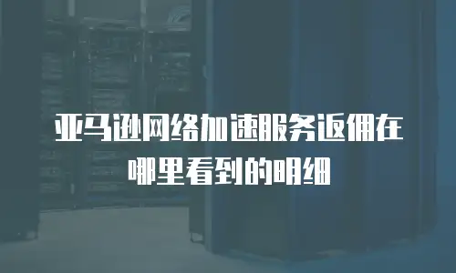亚马逊网络加速服务返佣在哪里看到的明细