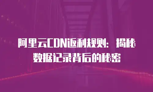 阿里云CDN返利规则：揭秘数据记录背后的秘密