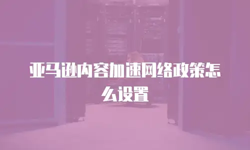 亚马逊内容加速网络政策怎么设置