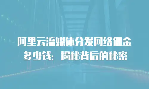 阿里云流媒体分发网络佣金多少钱：揭秘背后的秘密