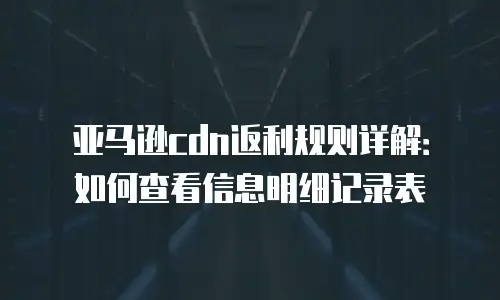 亚马逊cdn返利规则详解：如何查看信息明细记录表