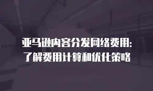 亚马逊内容分发网络费用：了解费用计算和优化策略