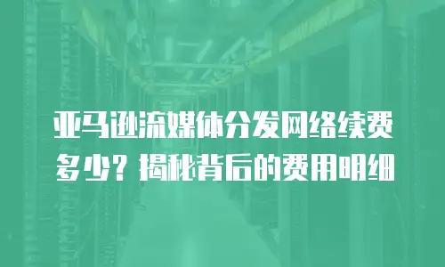 亚马逊流媒体分发网络续费多少？揭秘背后的费用明细