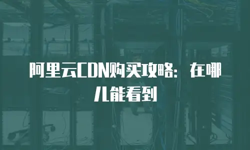阿里云CDN购买攻略：在哪儿能看到