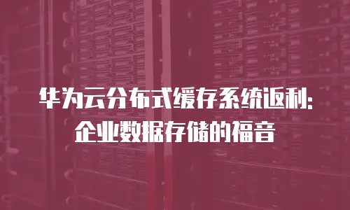 华为云分布式缓存系统返利: 企业数据存储的福音