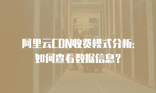 阿里云CDN收费模式分析：如何查看数据信息？