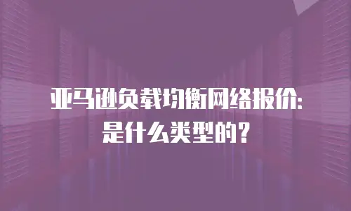 亚马逊负载均衡网络报价：是什么类型的？