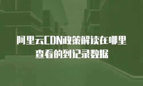 阿里云CDN政策解读在哪里查看的到记录数据